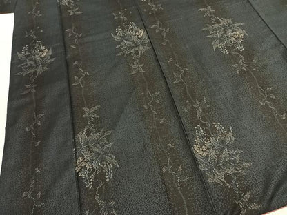 平和屋着物●本場大島紬　7マルキ　葡萄蔦の葉文　正絹　逸品　AABK1360fy