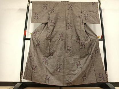 平和屋着物●本場大島紬　9マルキ　枝花文　正絹　逸品　AABK1361fy