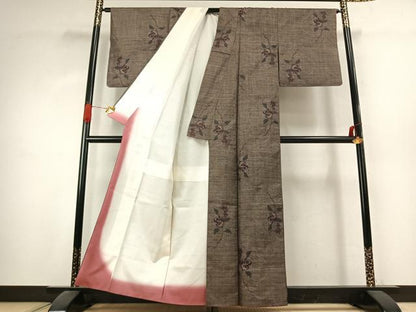 平和屋着物●本場大島紬　9マルキ　枝花文　正絹　逸品　AABK1361fy