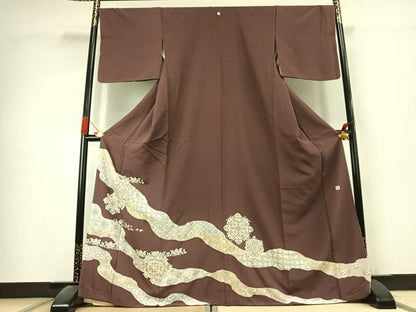 平和屋着物●豪華色留袖　作家物　駒刺繍　吉祥花文　金彩　正絹　逸品　未使用　AABK1366fy