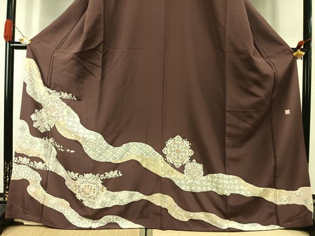 平和屋着物●豪華色留袖　作家物　駒刺繍　吉祥花文　金彩　正絹　逸品　未使用　AABK1366fy