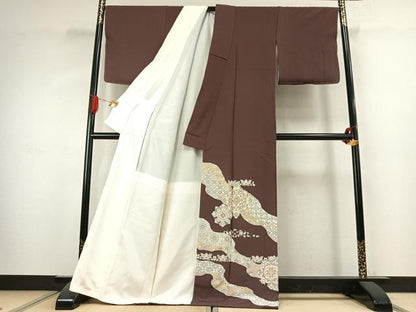 平和屋着物●豪華色留袖　作家物　駒刺繍　吉祥花文　金彩　正絹　逸品　未使用　AABK1366fy