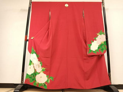平和屋着物●染色作家　草野一騎　振袖　草花文　暈し染め　金銀彩　正絹　逸品　AABK1367fy