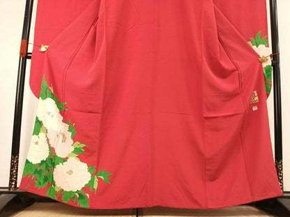 平和屋着物●染色作家　草野一騎　振袖　草花文　暈し染め　金銀彩　正絹　逸品　AABK1367fy
