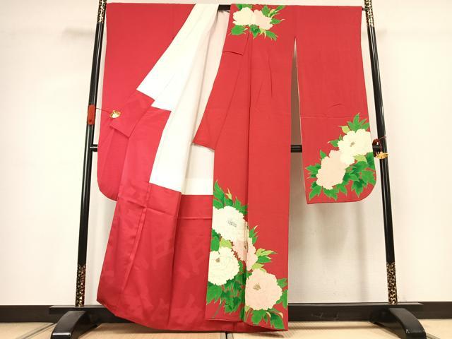 平和屋着物●染色作家　草野一騎　振袖　草花文　暈し染め　金銀彩　正絹　逸品　AABK1367fy