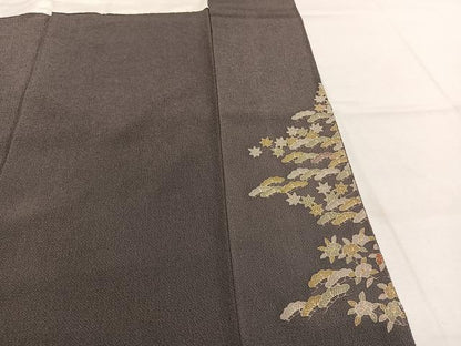 平和屋着物●訪問着　風景花文　鬼しぼ縮緬　反端付き　正絹　逸品　AABK1369fy