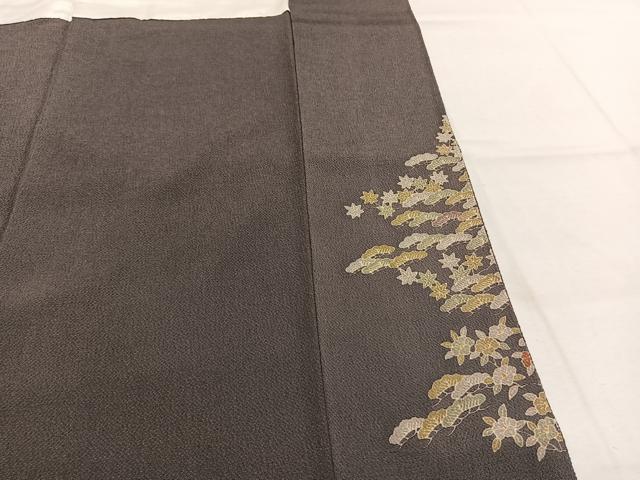 平和屋着物●訪問着　風景花文　鬼しぼ縮緬　反端付き　正絹　逸品　AABK1369fy