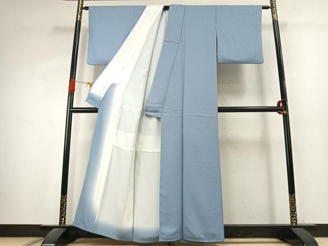 平和屋着物●上質な色無地　花唐草地紋　水色　正絹　逸品　AABK1370fy