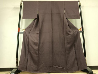 平和屋着物●上質な色無地　紋意匠　葡萄鼠色　正絹　逸品　AABK1371fy