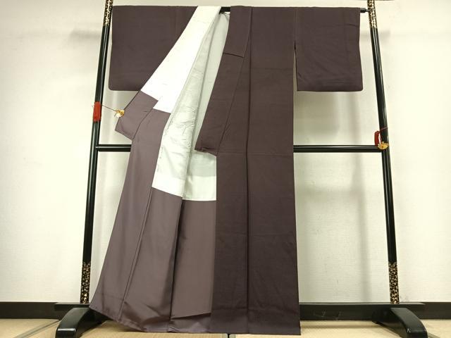 平和屋着物●上質な色無地　紋意匠　葡萄鼠色　正絹　逸品　AABK1371fy