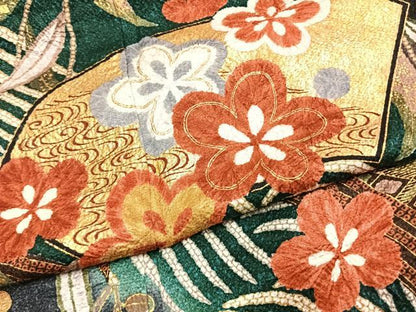 平和屋着物●豪華振袖　地紙花文　暈し染め　金彩　正絹　逸品　AABK1374fy