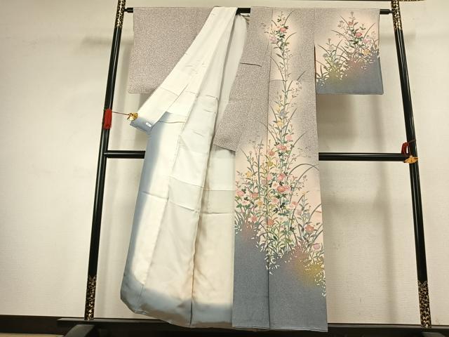 平和屋着物●訪問着　友禅　草花文　シルエット　暈し染め　正絹　逸品　AABK1375fy
