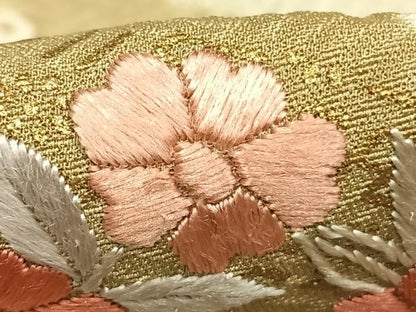 平和屋着物●訪問着　絞り　刺繍　草花文　金彩　正絹　逸品　AABK1380fy