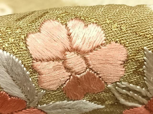 平和屋着物●訪問着　絞り　刺繍　草花文　金彩　正絹　逸品　AABK1380fy