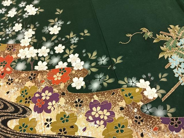 平和屋着物●豪華振袖　舞桜文　暈し染め　金銀彩　やまと誂製　正絹　逸品　AABK1381fy