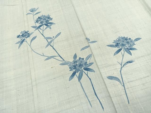 平和屋着物●訪問着　生紬　枝花文　正絹　逸品　AABK1383fy