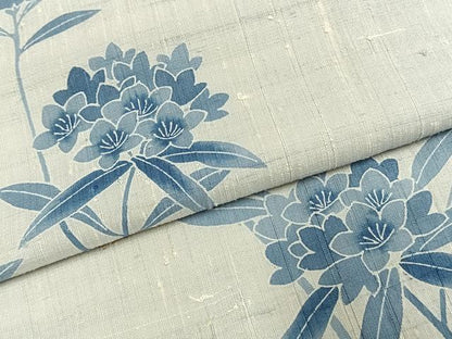 平和屋着物●訪問着　生紬　枝花文　正絹　逸品　AABK1383fy