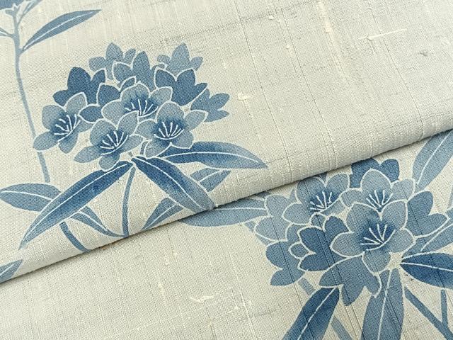 平和屋着物●訪問着　生紬　枝花文　正絹　逸品　AABK1383fy