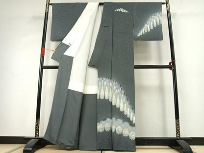 平和屋着物●訪問着　作家物　樹林文　暈し染め　金銀糸　金銀彩　正絹　逸品　AABK1384fy