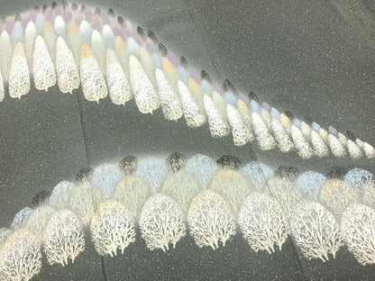 平和屋着物●訪問着　作家物　樹林文　暈し染め　金銀糸　金銀彩　正絹　逸品　AABK1384fy