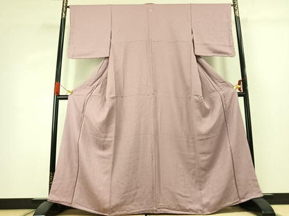 平和屋着物●上質な色無地　舞花地紋　薄柿色　正絹　逸品　AABK1385fy