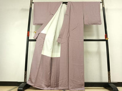 平和屋着物●上質な色無地　舞花地紋　薄柿色　正絹　逸品　AABK1385fy