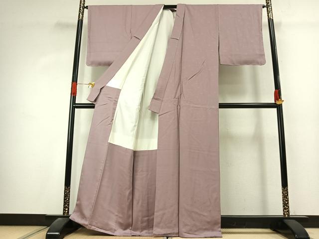 平和屋着物●上質な色無地　舞花地紋　薄柿色　正絹　逸品　AABK1385fy