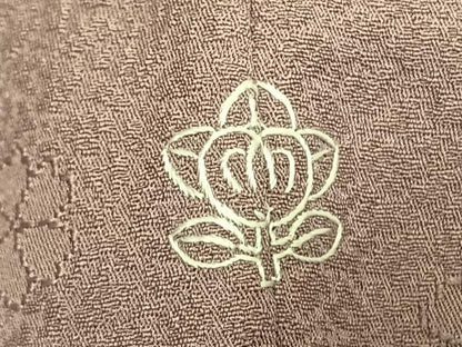 平和屋着物●上質な色無地　舞花地紋　薄柿色　正絹　逸品　AABK1385fy