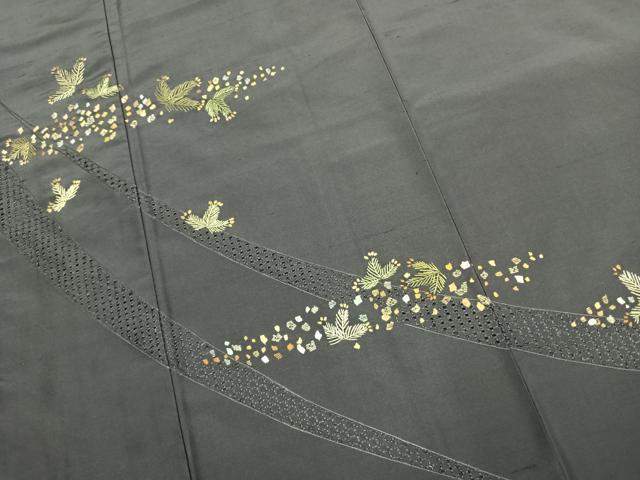 平和屋着物●訪問着　中国三大刺繍　汕頭刺繍　スワトウ刺繍　総刺繍　紬地　松　正絹　逸品　未使用　AABK1391fy