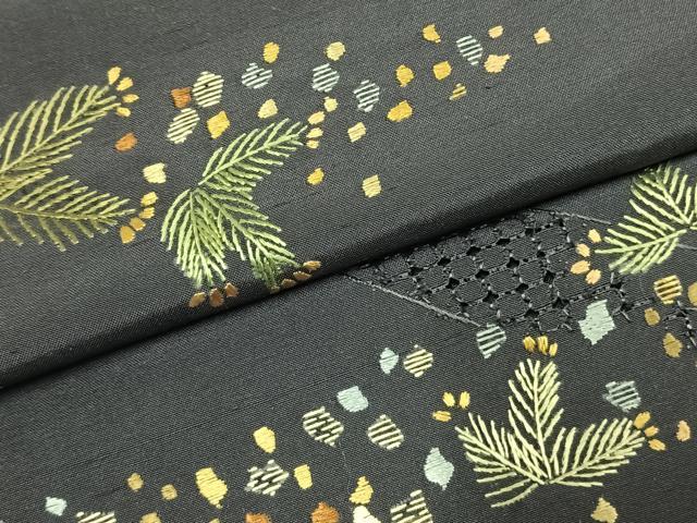 平和屋着物●訪問着　中国三大刺繍　汕頭刺繍　スワトウ刺繍　総刺繍　紬地　松　正絹　逸品　未使用　AABK1391fy