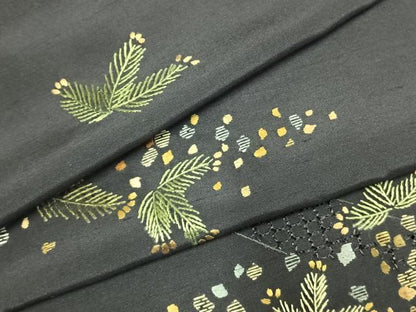平和屋着物●訪問着　中国三大刺繍　汕頭刺繍　スワトウ刺繍　総刺繍　紬地　松　正絹　逸品　未使用　AABK1391fy