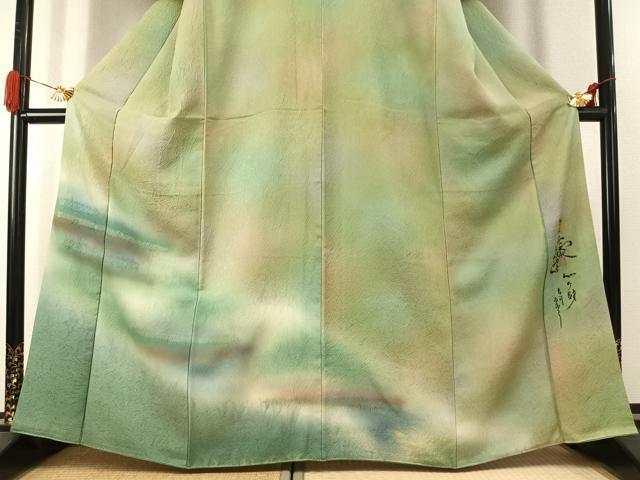 平和屋着物●紙芸創作者・横山優　和紙　訪問着　霞文　暈し染め　正絹　逸品　AABK1394fy