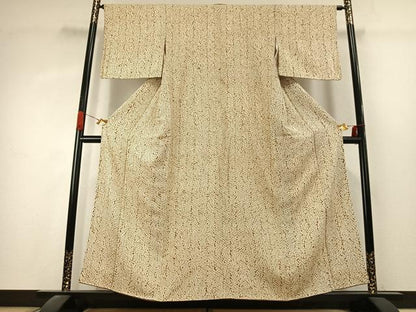 平和屋着物●上質な小紋　杢目絞り　幾何学文様　正絹　逸品　AABK1395fy