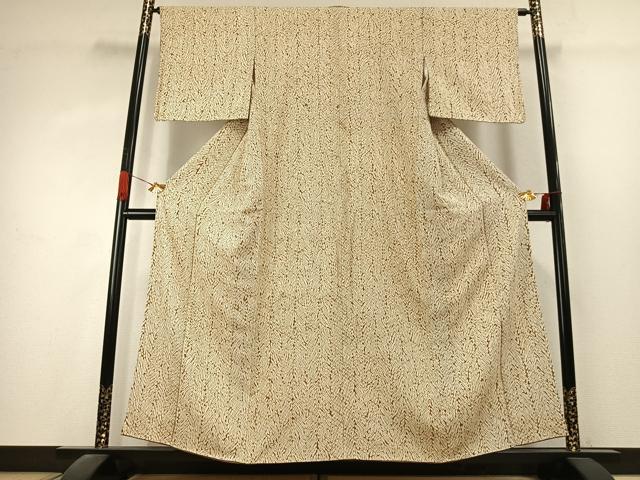 平和屋着物●上質な小紋　杢目絞り　幾何学文様　正絹　逸品　AABK1395fy