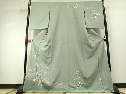 平和屋着物●訪問着　友禅　枝花文　暈し染め　ロング丈　正絹　逸品　AABK1402fy