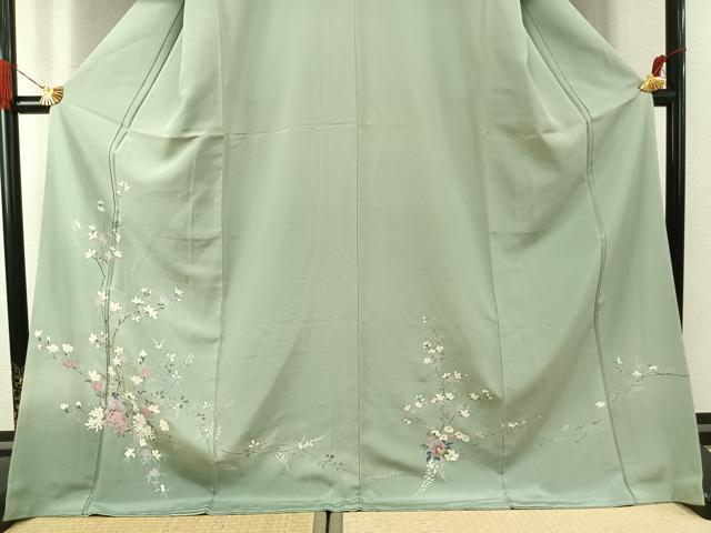 平和屋着物●訪問着　友禅　枝花文　暈し染め　ロング丈　正絹　逸品　AABK1402fy