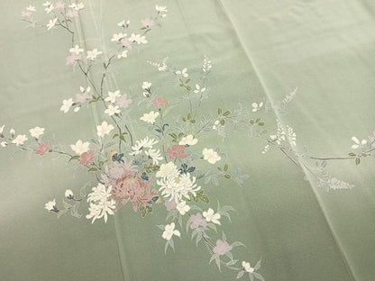 平和屋着物●訪問着　友禅　枝花文　暈し染め　ロング丈　正絹　逸品　AABK1402fy