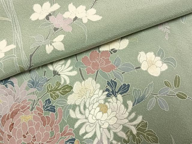 平和屋着物●訪問着　友禅　枝花文　暈し染め　ロング丈　正絹　逸品　AABK1402fy