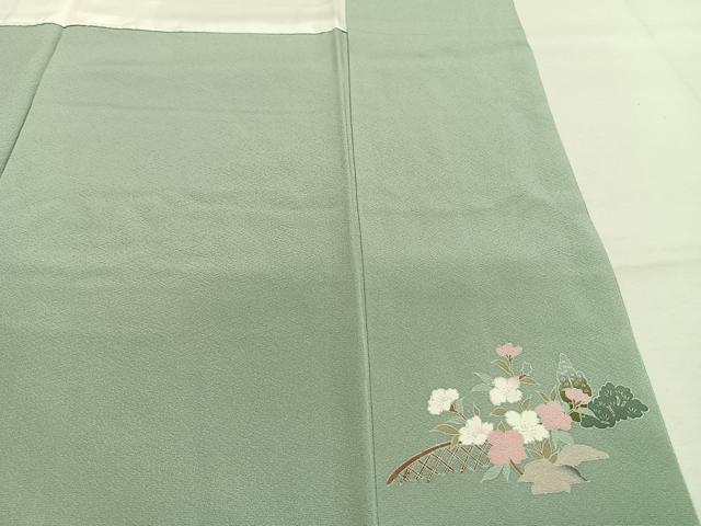 平和屋着物●訪問着　友禅　枝花文　暈し染め　ロング丈　正絹　逸品　AABK1402fy