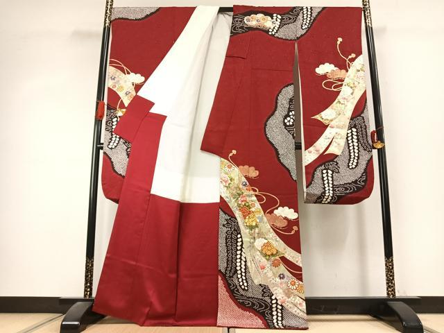 平和屋着物●豪華振袖　駒刺繍　絞り　熨斗花文　金銀彩　正絹　逸品　AABK1404fy