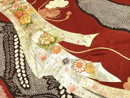 平和屋着物●豪華振袖　駒刺繍　絞り　熨斗花文　金銀彩　正絹　逸品　AABK1404fy