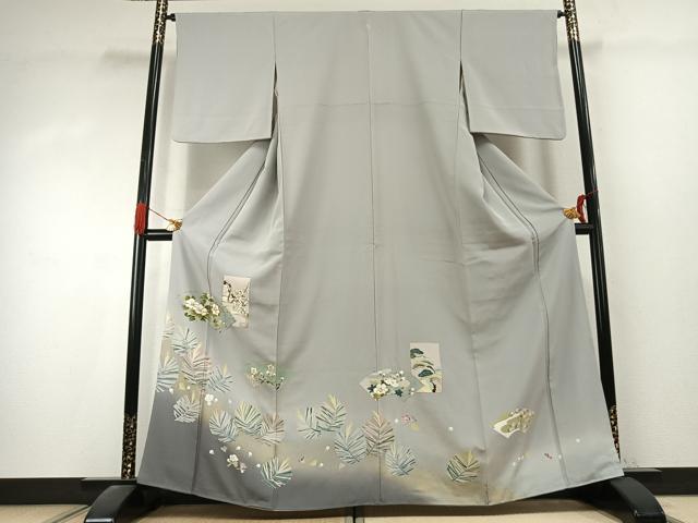 平和屋着物●豪華色留袖　駒刺繍　地紙花文　暈し染め　金彩　正絹　逸品　AABK1406fy
