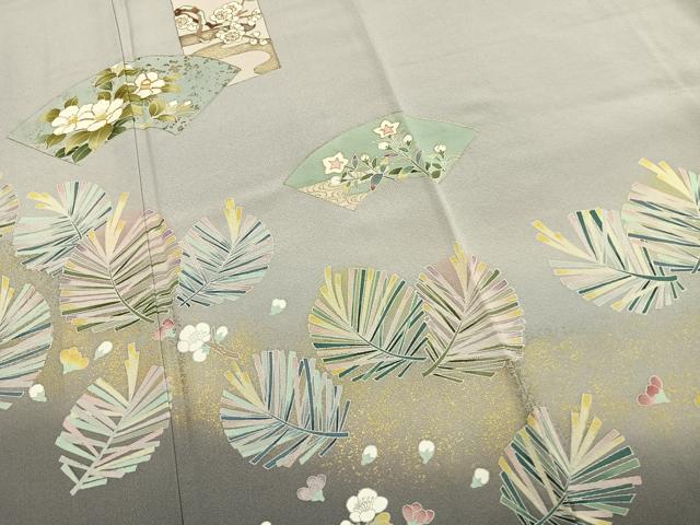 平和屋着物●豪華色留袖　駒刺繍　地紙花文　暈し染め　金彩　正絹　逸品　AABK1406fy