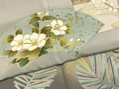 平和屋着物●豪華色留袖　駒刺繍　地紙花文　暈し染め　金彩　正絹　逸品　AABK1406fy