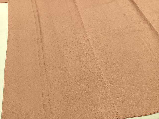 平和屋着物●上質な色無地　霞地紋　ときがら茶色　ロング丈　正絹　逸品　未使用　AABK1407fy