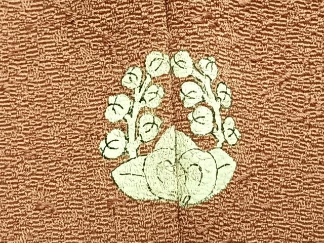 平和屋着物●上質な色無地　霞地紋　ときがら茶色　ロング丈　正絹　逸品　未使用　AABK1407fy
