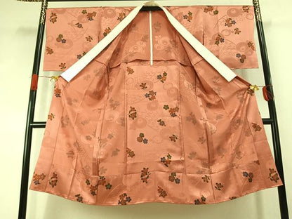 平和屋着物●長襦袢　無双仕立て　草花文　金彩　正絹　逸品　AABK1408fy