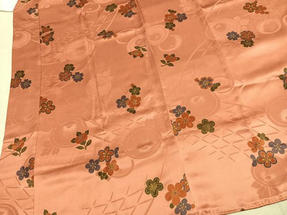 平和屋着物●長襦袢　無双仕立て　草花文　金彩　正絹　逸品　AABK1408fy