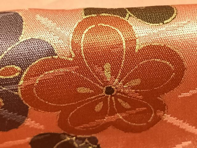 平和屋着物●長襦袢　無双仕立て　草花文　金彩　正絹　逸品　AABK1408fy