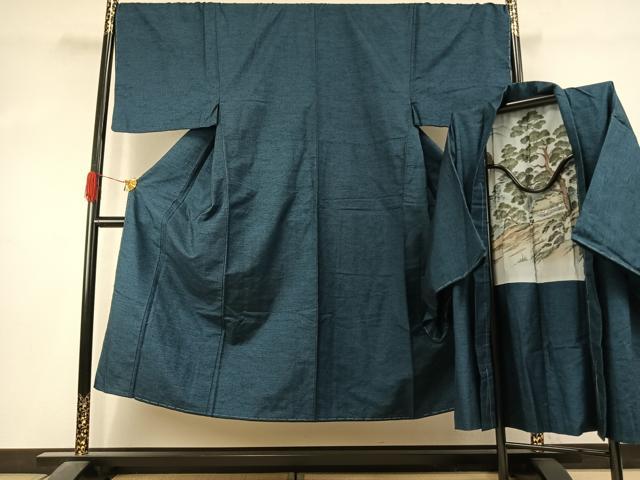 平和屋着物●男性　紬　アンサンブル　霞文　正絹　逸品　AABK1410fy
